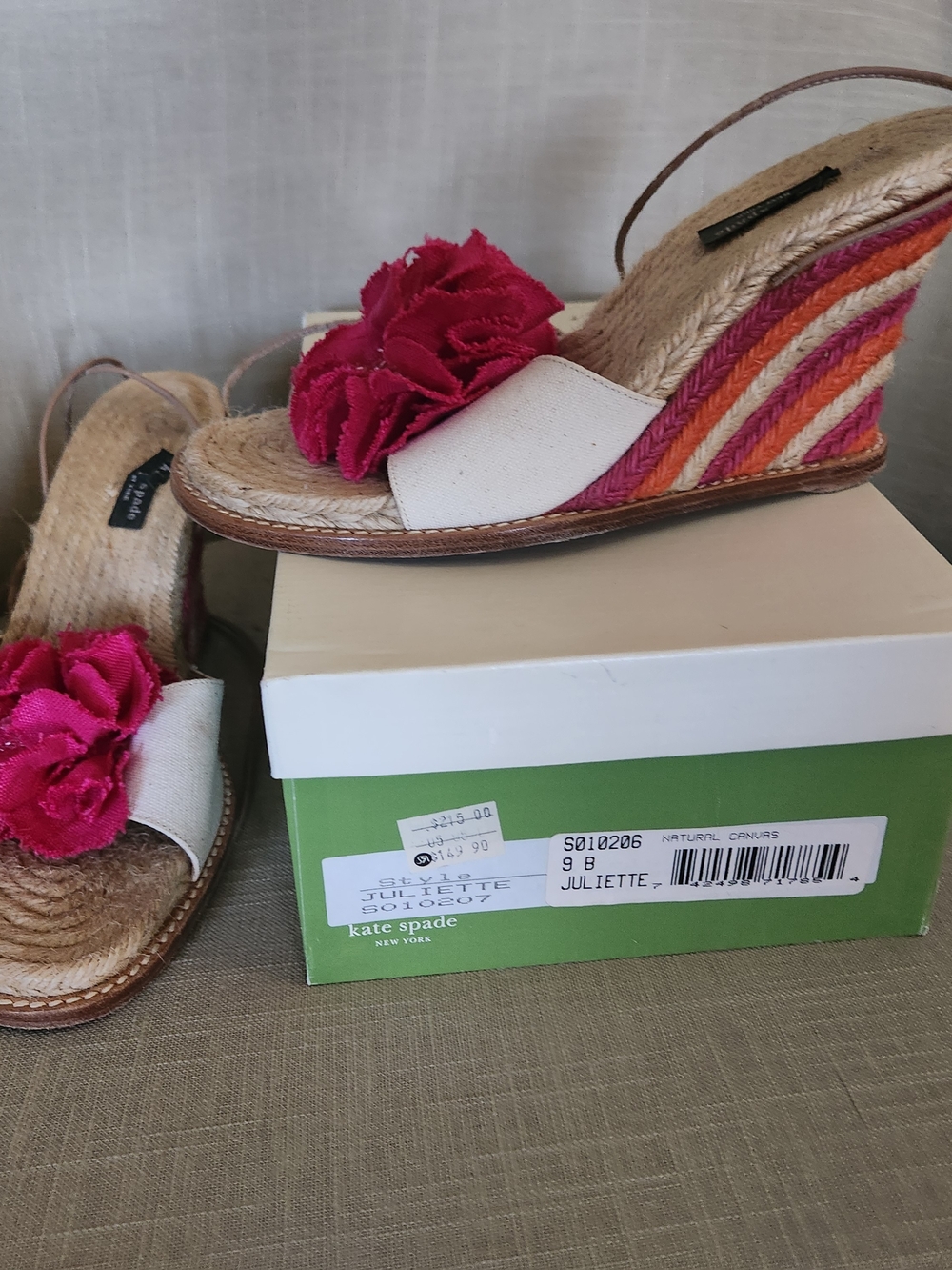 Kate Spade Size 9 Juliette Pink Floral Tie-up Espadrille Wedge Sandals